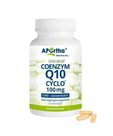 Aportha Coenzyme Q10 CWD 100 mg - 120 vegan capsules COQ10 capsules high -dose 100mg high bioavailability due to water -soluble ubiquinone daily dose 1 capsule