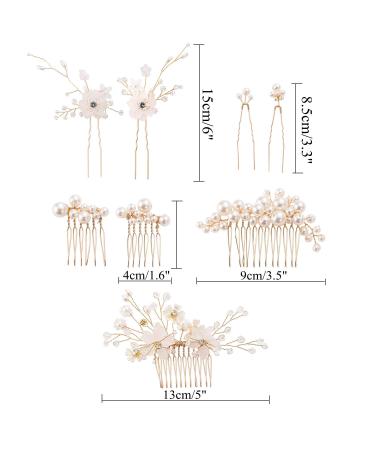 inSowni 26 Pack Gold Flower Pearl Wedding Hair Combs and Pins Set - Rhinestone Crystal Bridal Accessories for Women, Girls, Brides, Bridesmaids - Buy Online on GoSupps.com
