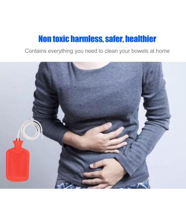Home Klistier Bag Kit with Hose & Clamp - Silicone Shower & Enema Combo 2L for Intestinal Cleansing (Red) - Buy Online on GoSupps.com