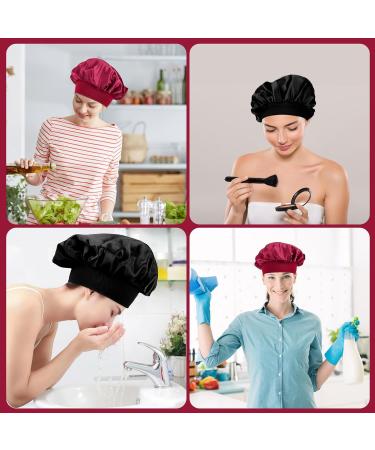 Yiows Silk Bonnet Hood for Sleeping - 2-Pack Hair Wrapping Hats for Women & Girls | Black & Cyan - Buy Online on GoSupps.com