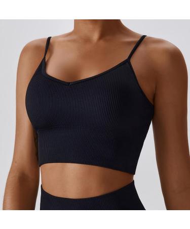 Shop Women's Crossback Sports Bra - Padded Back-Free Adjustable Fitness Top | Ribbed & Stylish Gym BH in Black - Buy Online on GoSupps.com