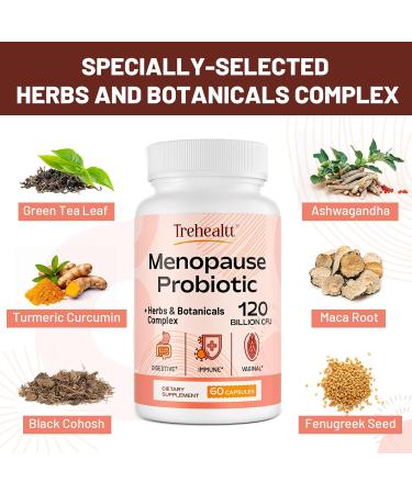 Menopause Supplements for Women | 120 Billion CFU Probiotic & 13-in-1 Herbal Complex | Relief from Hot Flashes Night Sweats Mood Swings | Vegan | 60 Capsules - Buy Online on GoSupps.com