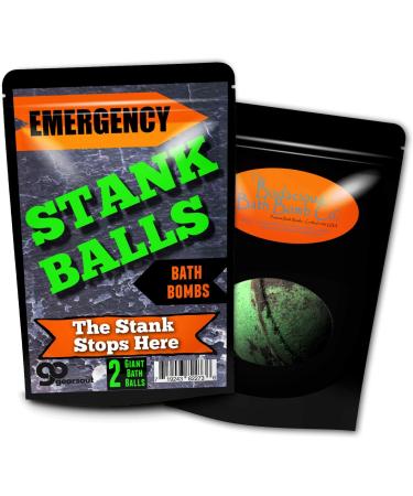 Emergency Stank Balls XL Bath Bombs - Handcrafted in USA, Black & Green Marbled - Funny Bath Fizzers for Men - Buy Online on GoSupps.com
