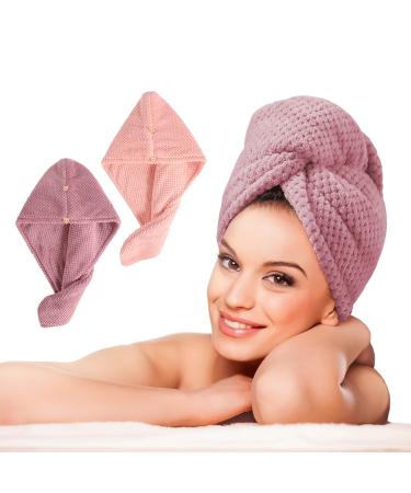 LTBL microfiber hair cloth wrap large double-layer thickened hair drying towel with button fast drying hair towels for women (rose & light pink) - Buy Online on GoSupps.com
