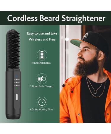 REHOYO Beard Straightener Comb for Men | Electric Hair Straightener & Beard Brush - Black | Ideal for Smooth & Tamed Beards - Buy Online on GoSupps.com
