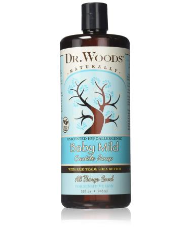 Dr. Woods Unscented Baby Mild Liquid Castile Soap with Organic Shea Butter  32 Ounce 32 Fl Oz