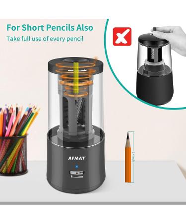 Electric Pencil Sharpener  AFMAT Regargeable Pencil Sharpener Hands-Free  Fully Automatic Pencil Sharpener for 6-7.8mm Colored Pencils  Fast Sharpening  No Uneven Tips  Ideal for Short Pencils Black - Buy Online on GoSupps.com