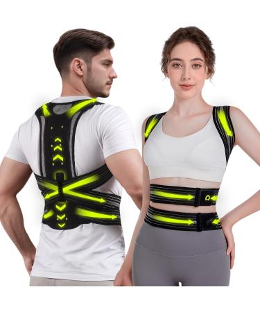Back Brace Posture Corrector for Women and Men Adjustable Full Back Support Muscle Memory Support Straightener Providing Pain Relief from Neck Shoulder and Back XL X-Large Obsidian