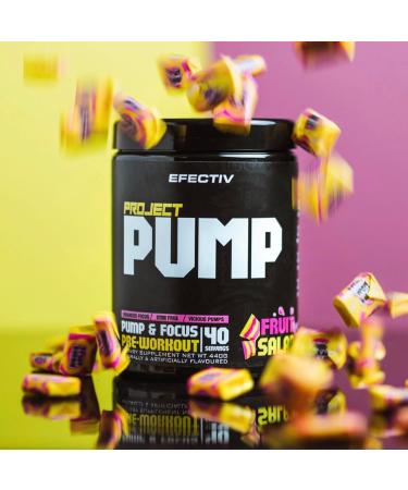 EFECTIV - Project Pump - Enhanced Focus - Stimulant Free - Vicious Pumps - Pre-Workout - 40 Servings - 440g (Fruit Salad) - Buy Online on GoSupps.com
