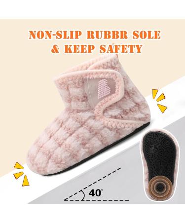 Joinfree Baby Non-Slip Rubber Sole House Shoes for Toddlers - Cozy Home Booties - Stripepink - Buy Online on GoSupps.com
