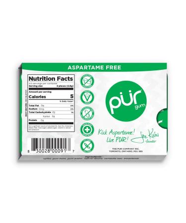 PUR Sugar Free Chewing Gum - Vegan, Keto, Natural Spearmint, 9 Pieces (Pack of 12) - Buy Online on GoSupps.com