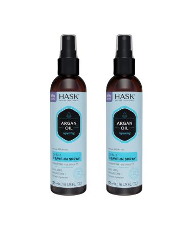 HASK Repairing ARGAN OIL 5-in-1 Leave In Conditioner Spray for all hair types color safe gluten free sulfate free paraben free - 2 PIECE SET