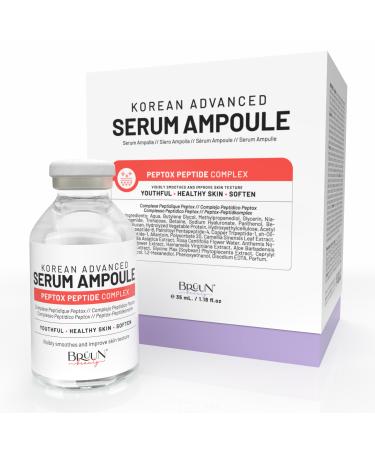 BR UN Peptox Peptide Facial Serum Ampoule Hydrating Korean Skincare Serum for Face and Body for Use with or without Derma Pen (Not Included) 1.18 fl.oz