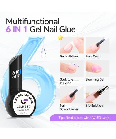 Gel Nail Glue 6 in 1 - Gelike ec UV Nails Glue Base Coat Strong Adhesive for Nail Tips False Nails Acrylic Tips Press on Nails Gel Nail Polish 16ML 1.1-Clear 16ml - Buy Online on GoSupps.com