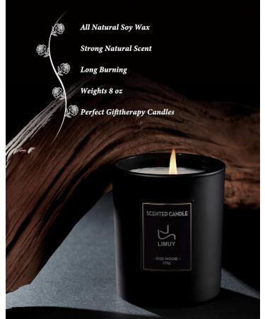 Premium Scented Candles for Men - Sandalwood & Rose 8oz Soy Candle | Perfect Valentine s Day Gift | Masculine Wood Wick Candle in Black Jar - Buy Online on GoSupps.com