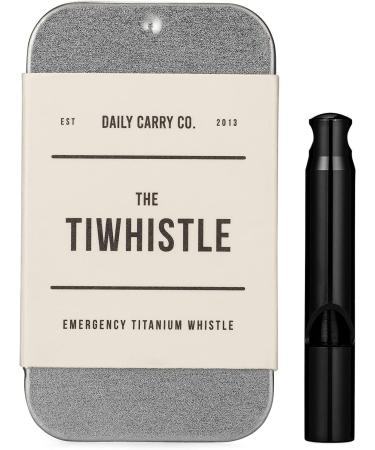 DAILYCARRYCO. Titanium Whistle for Emergency, Camping & Hiking Whistle, Pitched Whistle, Tiny Whistle Necklace, Small Whistle, Whistle for Life, Emergency Whistle Necklace, 120db Ultra Loud Black