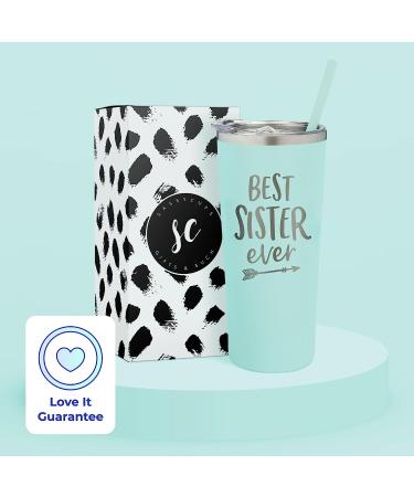 Best Sister Ever Insulated Stainless Steel Tumbler - Personalized Funny Mug for Coffee, Wine & Travel - Slide Close Lid & Straw - Mint/22 - Buy Online on GoSupps.com