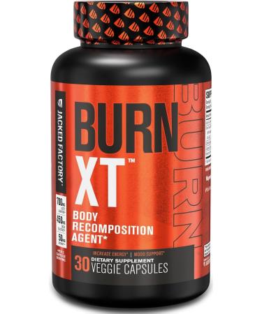 Jacked Factory Burn-XT for Men & Women - Improve Focus & Increase Energy - Premium Acetyl L-Carnitine, Green Tea Extract, Capsimax Cayenne Pepper, & More - 30 Natural Veggie Pills