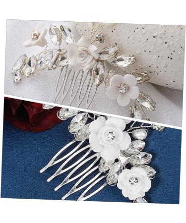 Didiseaon Rhinestone Flower Hair Comb Wedding Hair Comb for Bridal Rhinestone Hair Comb Bridal Hair Accessories Wedding Bridal Hair Comb Decor Tiara Pearl Crystal Veil White Bride - Buy Online on GoSupps.com