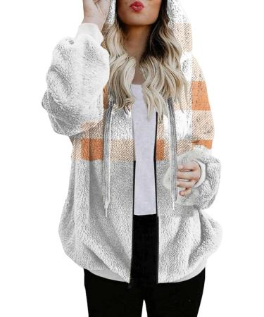 Hanxiulin Oversize Winter Coat & Plush Hoodie Jacket for Women - Warm Long and Perfect for Hiking | XL Orange - Buy Online on GoSupps.com