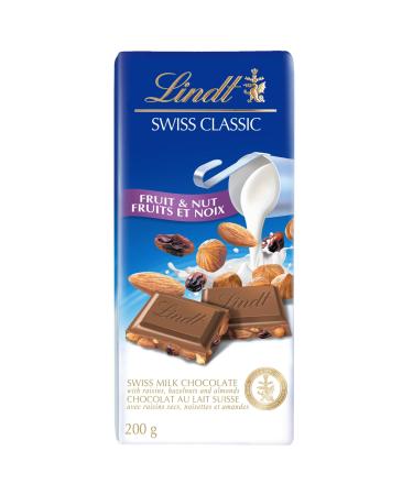 Lindt SWISS CLASSIC Fruit & Nut Milk Chocolate Bar 200g Perfect Chocolate Gift Lindt Chocolate Gift Christmas Candy Christmas Chocolate
