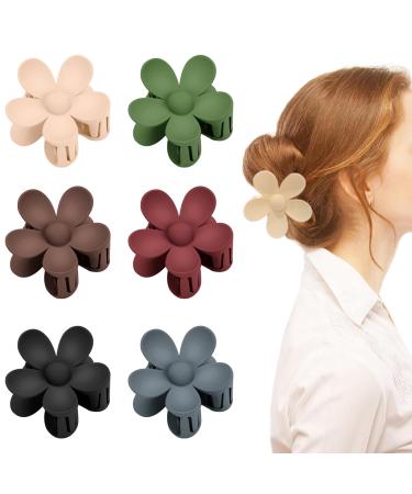 6 pieces big claws hair clips acrylic hair clips women cute matt flower hair clips flower shape slipproof hair clip plastic hair clamps for women girls 6 colors ... green