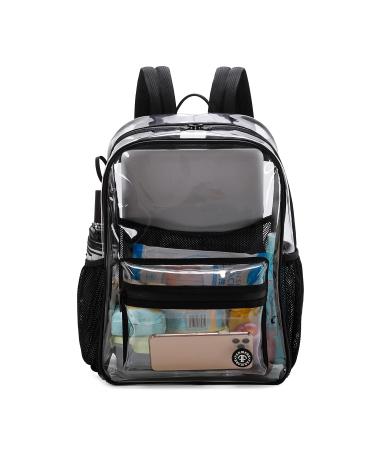 FARMARK Clear Backpack Stadium Approved PVC Transparent Backpack Heavy Duty Casual Student Book Bag For School Travel Work