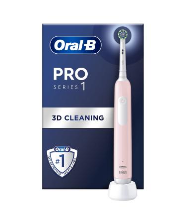 Oral-B Pro 1 Electric Toothbrushes For Adults With 3D Cleaning Christmas Gifts For Women / Him 1 Toothbrush Head Gum Pressure Control 2 Pin UK Plug Pink