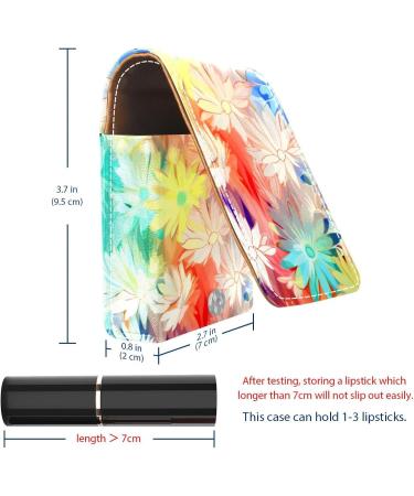 Buy Stylish Leather Lipstick Case with Mirror - Mini Organizer for Lip Gloss & Lipstick | Abstract Rainbow Daisy Design - Buy Online on GoSupps.com