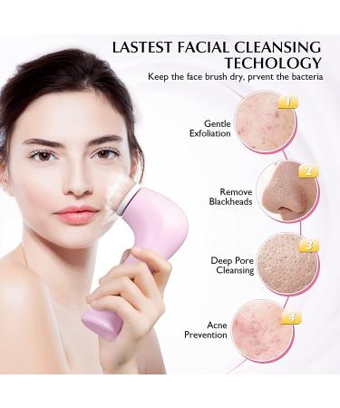 Electric Facial Cleansing Brush - Waterproof Exfoliating Spin Device for Acne-Prone Skin - Pink - Buy Online on GoSupps.com