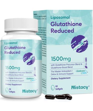 2400 MG Complex Liposomal Glutathione Softgels 1500 MG, Highest Absorption, Active Form Reduced Glutathione Supplement, L-Glutathione (GSH) Supplement for Immune, Liver, Detox, 60 Softgels 60 Count (Pack of 1)