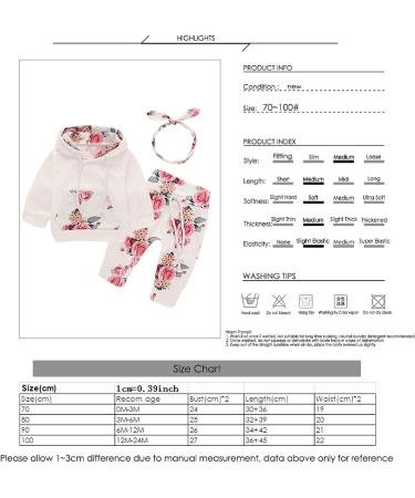 Puseky Newborn Baby Girl Floral Hoodie Sweatshirt and Pants Set - 3-6 Months - White+Floral - Buy Online on GoSupps.com