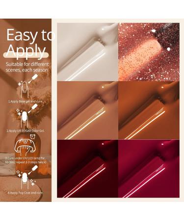UR SUGAR 6-Piece Autumn Winter Gel Nail Polish Set - Nude, Caramel, Pumpkin, Burgundy, Red, Orange Glitter - Halloween Christmas Gifts - Soak Off Gel Nail Art Manicure Kit - Buy Online on GoSupps.com
