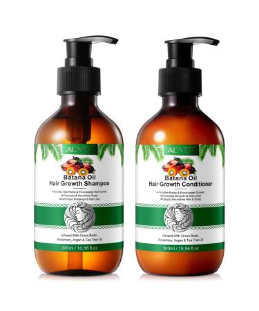 p-beauty Batana Oil Shampoo & Conditioner Set with Rosemary Sulfate Free - Promotes Hair Growth Moisturizes and Replenishes Strengthens Fine and Damaged Hair Fights