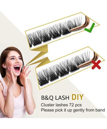 D Curl 16mm 72 Cluster Lash Extensions | Volume Wispy Individual Lashes DIY | Soft Eyelash Clusters B30 D-16mm - Buy Online on GoSupps.com