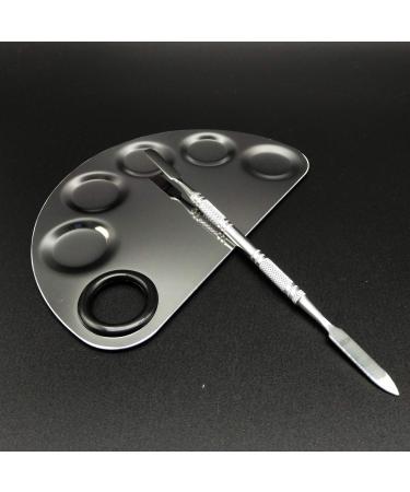 TIHOOD Stainless Steel Makeup Palette Set - 2PCS 5-well/3-well with Spatula, Ideal for Mixing Foundation, Nail-art, and Cosmetics - 6''x4'' Silver - Buy Online on GoSupps.com