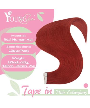 Youngsee Red Tape In Extensions - 55cm Real Human Hair 10pcs 25g | Premium Quality Hair Extensions - Buy Online on GoSupps.com