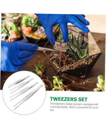 Plafope 4-Part Pink Eyelash Extension Tweezers Set - Stainless Steel Precision Tools for Perfect Eyelashes & Garden Tasks - Buy Online on GoSupps.com