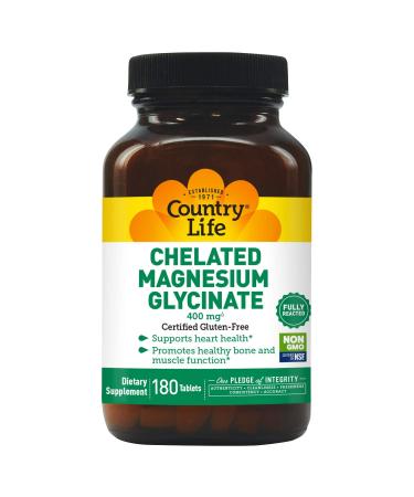 Country Life Chelated Magnesium Glycinate 400 mg 180 Tablets