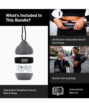 Johan & John Smart Weighted Hula Hoop - Infinity Hoop for Weight Loss & Fitness - Scandinavian Design - 28 Detachable Knots - Carrying Bag - Black - Buy Online on GoSupps.com
