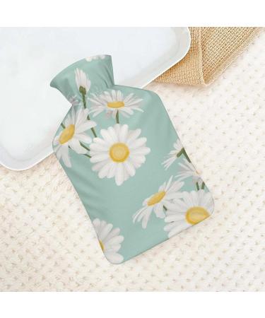 White Flowers Hot Water Bottle with Plush Cover - Hand Warmer for Adults & Children | 26.5x15.3cm - Ideal for Comfort & Warmth - Buy Online on GoSupps.com