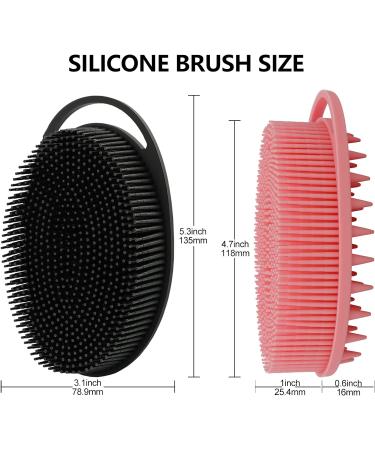 2 Pack Silicone Body Scrubber Loofah & Scalp Massager - Black & Pink | Gentle Shower Brush for Kids, Women, Men | Double-Sided for All Skin Types - Buy Online on GoSupps.com
