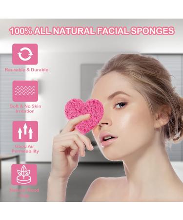50-Count Loeictam Reusable Heart Compressed Facial Sponges - Natural Cellulose Exfoliating Sponges for Facial Cleansing and Makeup Removal - Buy Online on GoSupps.com