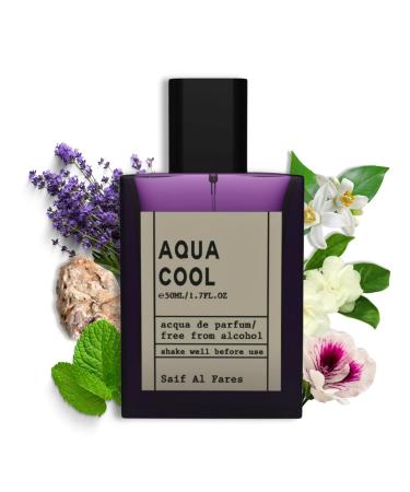 Aqua Cool - Non-Alcoholic Parfum for Men | Fresh Aquatic Masculine Perfume | Arabian Perfumes from Dubai 1.69 Fl. Oz.