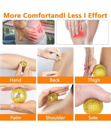 2 Magnetic Hedgehog Massage Balls & 3 Acupressure Rings - Stress Relief Yoga Massage Tools (Gold) - International Shipping Available - Buy Online on GoSupps.com
