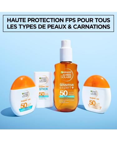 GARNIER - Ambre Solaire Acide Hyaluronique - Aqua Fluide Invisible SPF50 - Fluide Solaire Non Teint e - Matifie Prot ge Illumine & Hydrate - L g re & Non Grasse - Tous Types de Peaux - 40 ml - Buy Online on GoSupps.com
