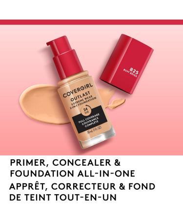 COVERGIRL - Outlast Extreme Wear 3-in-1 Full coverage liquid Foundation Toasted Almond - 870 30 Milliliters - Buy Online on GoSupps.com