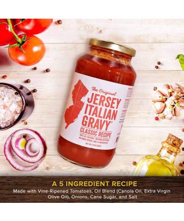 Jersey Italian Gravy 24oz Jar Gourmet All Natural Tomato Sauce 6 Pack - Vegan Friendly Authentic Recipe for Pasta - Buy Online on GoSupps.com