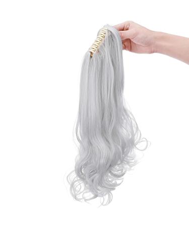 45cm Silver Gray Ponytail Extension - Heat Resistant Hair Piece with Clamp | Smooth & Wavy Styles - Buy Online on GoSupps.com