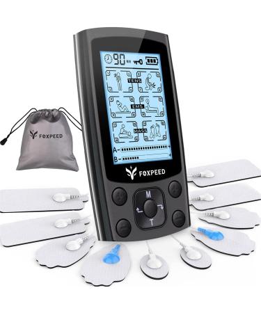 24 Model Tens EMS Muscle Stimulator for Pain Relief, Dual Channel Tens Unit Electric Stimulator Mini Massager Machine with 10Pcs Premium Large Pads for Muscle Strength